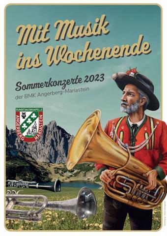 Sommerkonzerte 2023 der BMK Angerberg-Maraisten; Zeichnung: Silvia Schregauer